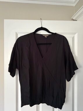Tommy Bahama Black V-Neck Wrap Blouse